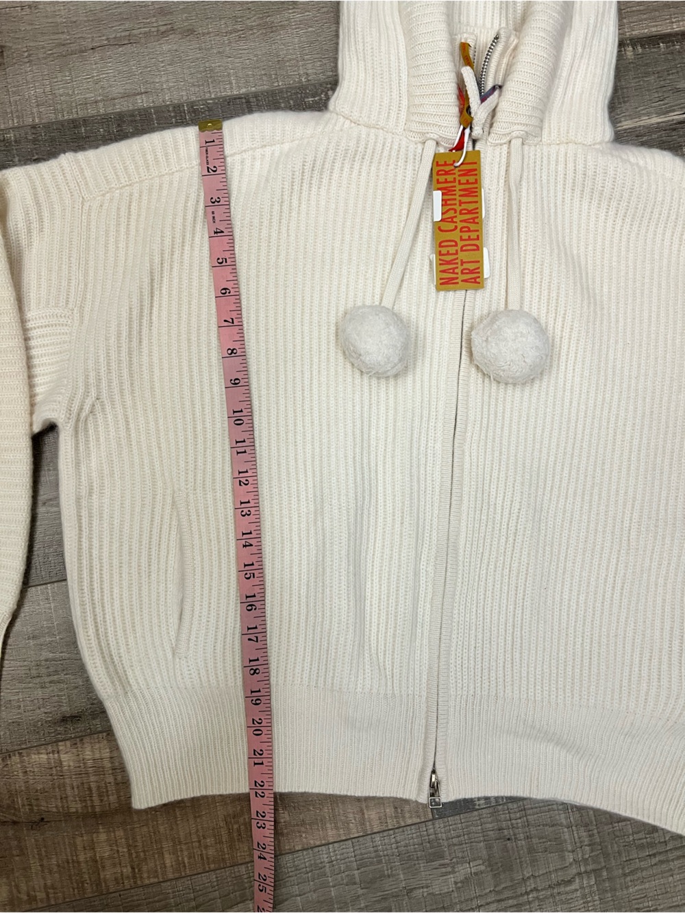 NakedCashmere Ivory Zip-Front Hooded Sweater size M NWT - Picture 8 of 16